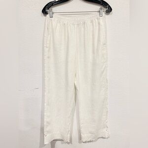XiRENA Pull On High Waisted 100% Linen White Wide Leg Pants Women’s Size Small